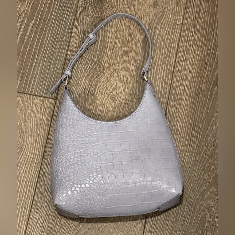 Mango Lavender Crocodile-Inspired Shoulder Bag